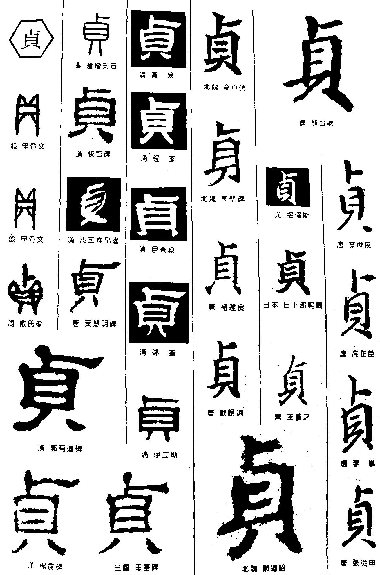 贞 艺术字 毛笔字 书法字 繁体 标志设计 