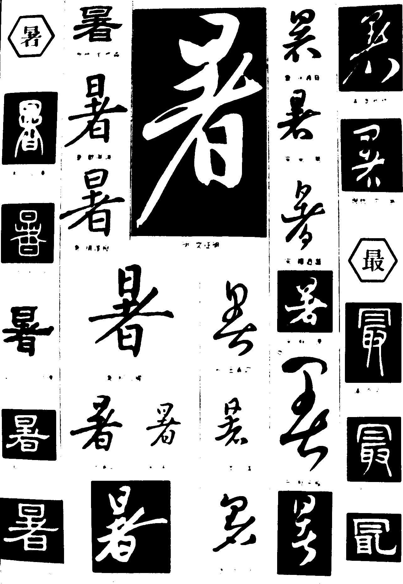 暑最 艺术字 毛笔字 书法字 繁体 标志设计 
