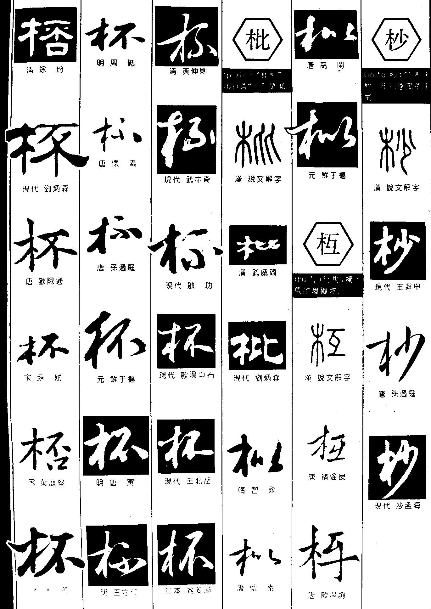 杯枇枑杪 艺术字 毛笔字 书法字 繁体 标志设计 