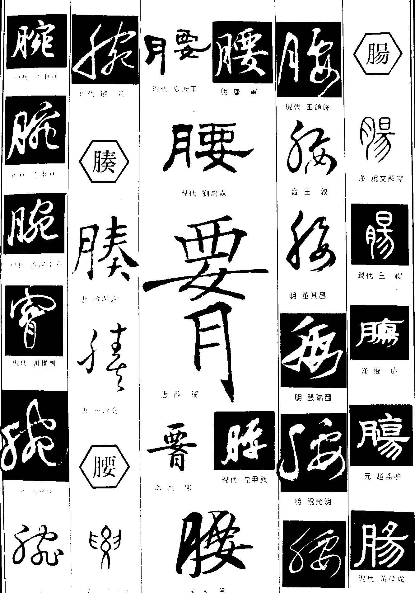 腕腠腰肠 艺术字 毛笔字 书法字 繁体 标志设计 